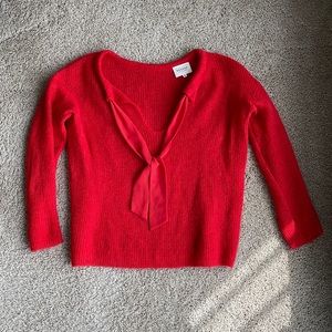 Sezane red mohair knit with tie detail, size S